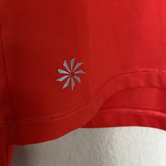 ATHLETA Rally Up Long Sleeve Red Women M Cutout Quick Dry Poppy Red Thumbholes - Picture 2 of 4